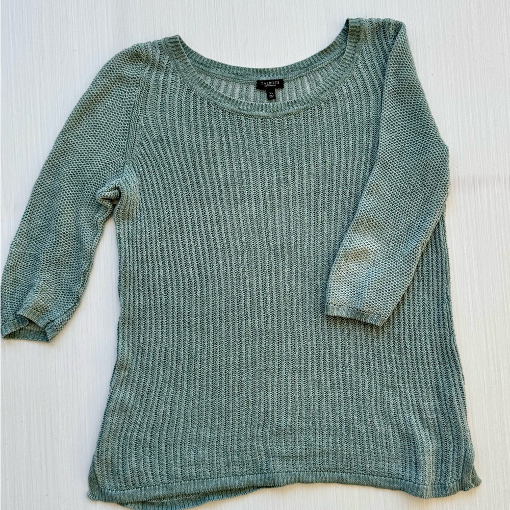 Talbots Women's Textured Knit Sweater - Soft Green